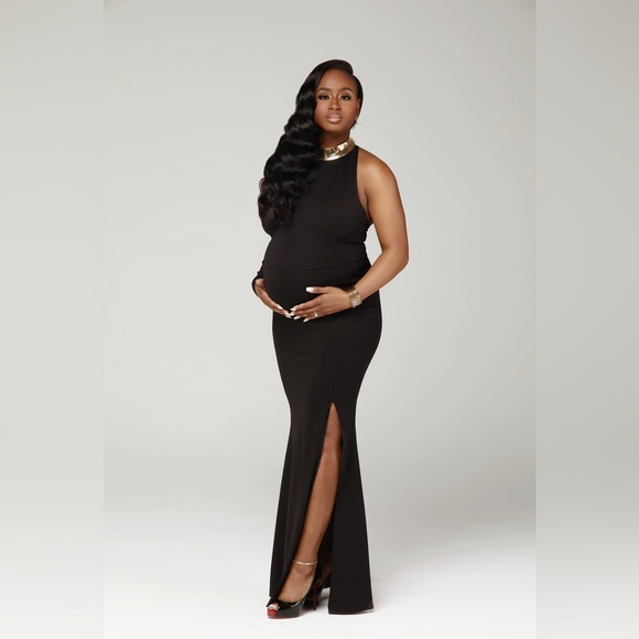 LILUX ONE SHOULDER MODERN MAXI DRESS (BLACK) - Picture 4 of 10